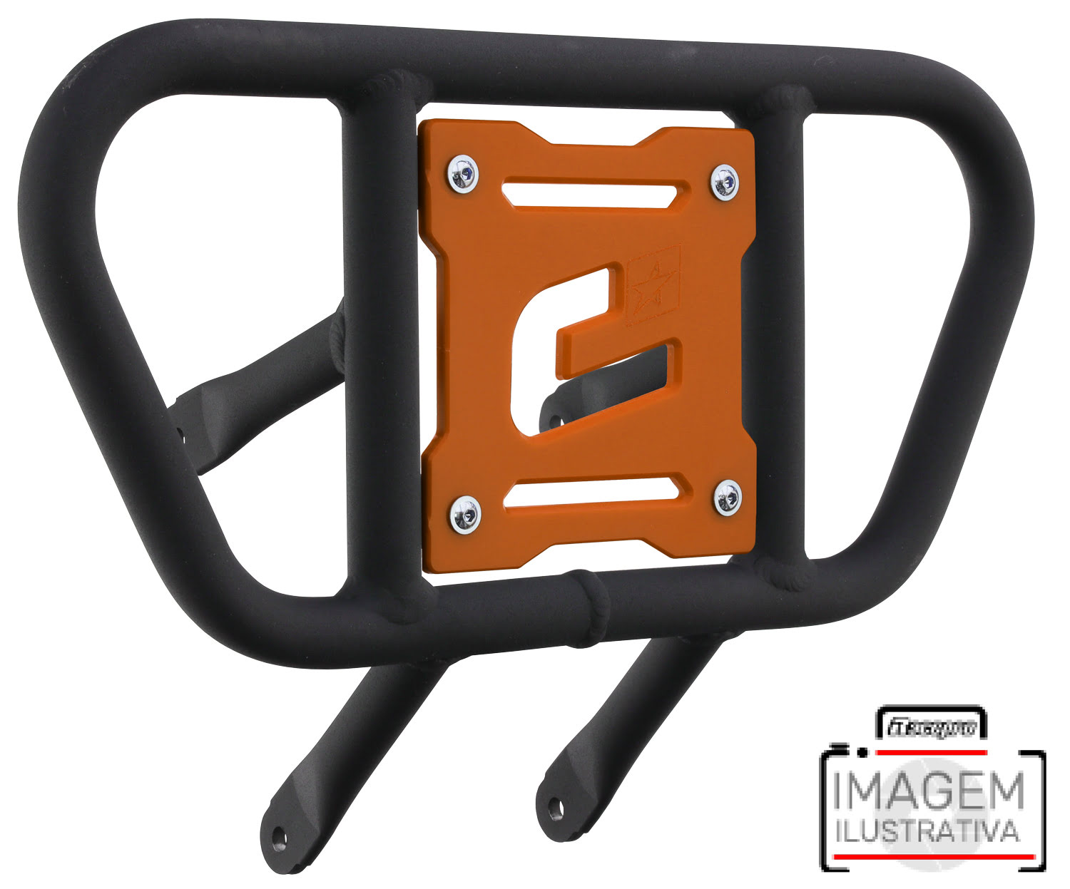 2CP229____0905.JPG - Front Bumper CR01 Textured Black Tube / Orange Plate